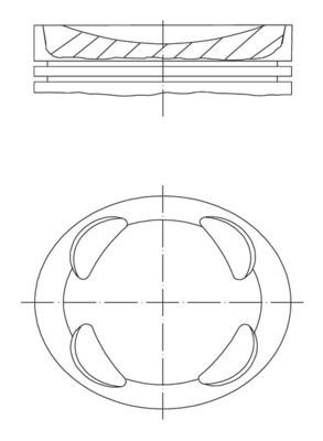 Piston Crown Design Schematic – Top & Cross-Sectional Engineering View
