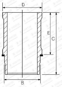Goetze Flanged Cylinder Liner – Technical Installation Drawing