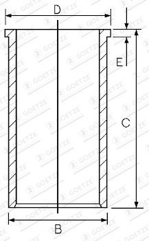 Goetze Cylinder Liner Drawing – Straight Flange Technical Spec